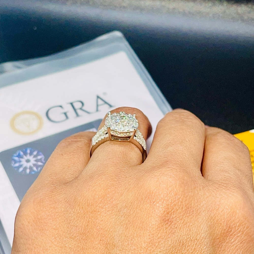 14k white gold vermeil Bridal ring, VVS GRA certified moissanite diamond ring - Picture 5 of 10